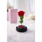 Роза в колбе с LED подсветкой на черной подставке