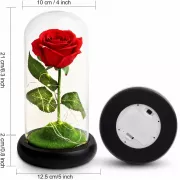 Роза в колбе с LED подсветкой на черной подставке