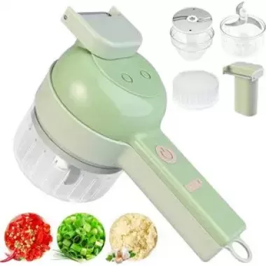 Ручной измельчитель для овощей 4в1 Food Chopper / Электрическая кухонная овощерезка / Мини блендер-слайсер