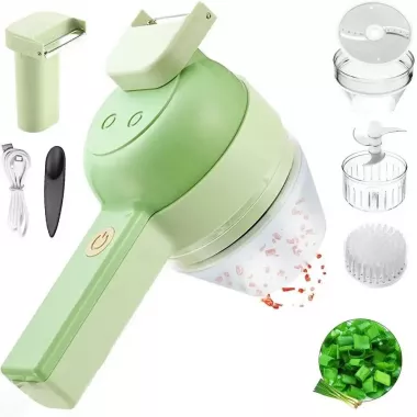 Ручной измельчитель для овощей 4в1 Food Chopper / Электрическая кухонная овощерезка / Мини блендер-слайсер