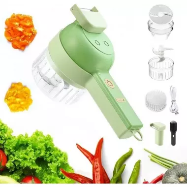 Ручной измельчитель для овощей 4в1 Food Chopper / Электрическая кухонная овощерезка / Мини блендер-слайсер