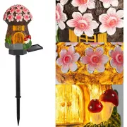 Садовый фонарь 43 см в грунте в виде гриба с солнечной панелью Сказочный домик