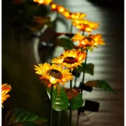 Садовый светильник на солнечной батарее Подсолнечник, 75 см, Теплый белый / Газонный светодиодный фонарь