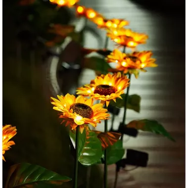 Садовый светильник на солнечной батарее Подсолнечник, 75 см, Теплый белый / Газонный светодиодный фонарь