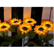 Садовый светильник на солнечной батарее Подсолнечник, 75 см, Теплый белый / Газонный светодиодный фонарь