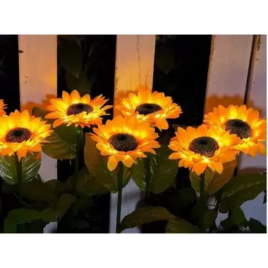 Садовый светильник на солнечной батарее Подсолнечник, 75 см, Теплый белый / Газонный светодиодный фонарь