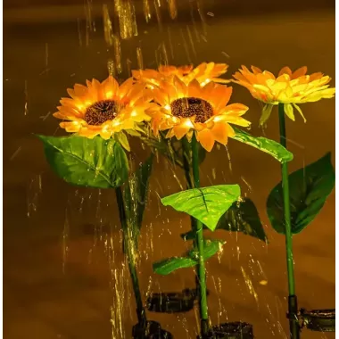 Садовый светильник на солнечной батарее Подсолнечник, 75 см, Теплый белый / Газонный светодиодный фонарь