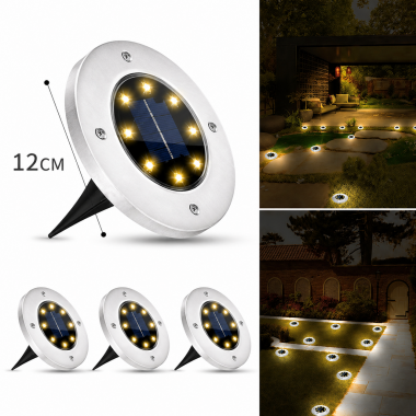 Садовый уличный светодиодный фонарь-подсветка на солнечной батарее Solar Pathway Lights 4шт 12см
