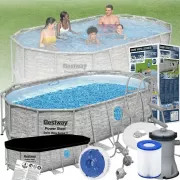 Семейный овальный каркасный бассейн Bestway 56716 549х274х122 см с фильтром и лестницей на 13420 л
