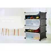 Шкаф пластиковый для обуви MP A1-4, 37x37x90 см, Черный / Тумба для обуви на 4 секции / Шкаф для обуви