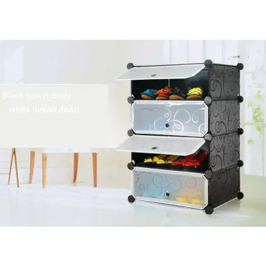 Шкаф пластиковый для обуви MP A1-4, 37x37x90 см, Черный / Тумба для обуви на 4 секции / Шкаф для обуви Шкаф пластиковый для обуви MP A1-4, 37x37x90 см, Черный / Тумба для обуви на 4 секции / Шкаф для обуви