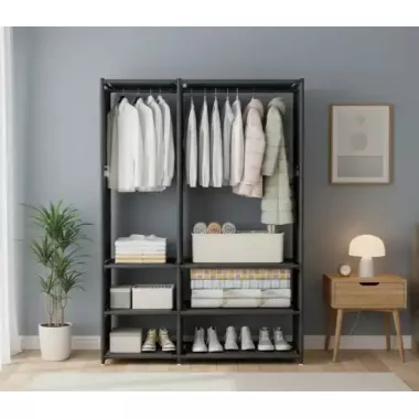 Шкаф-стеллаж для обуви с полками 170 см / Текстильный шкаф / Стеллаж для одежды
