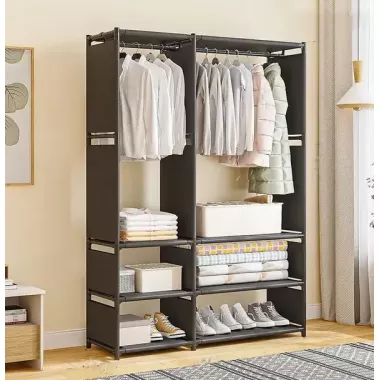 Шкаф-стеллаж для обуви с полками 170 см / Текстильный шкаф / Стеллаж для одежды