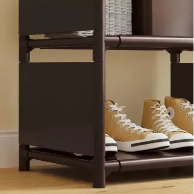 Шкаф-стеллаж для обуви с полками 170 см / Текстильный шкаф / Стеллаж для одежды