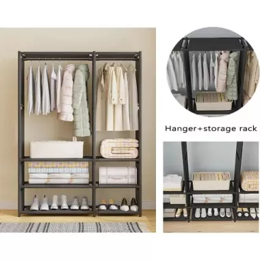 Шкаф-стеллаж для обуви с полками 170 см / Текстильный шкаф / Стеллаж для одежды