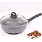 Сковорідка алюмінієва Benson BN-493 із кришкою 28см мармурове покриття