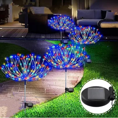 Солнечная лампа фейерверк, уличный фонарь, одуванчик, декоративные огни 120/150 светодиодов для сада и двора Солнечная лампа фейерверк, уличный фонарь, одуванчик, декоративные огни 120/150 светодиодов для сада и двора