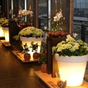 Солнечный цветочный горшок со LED подсветкой / Пластиковое светящееся кашпо для растений с солнечной панелью