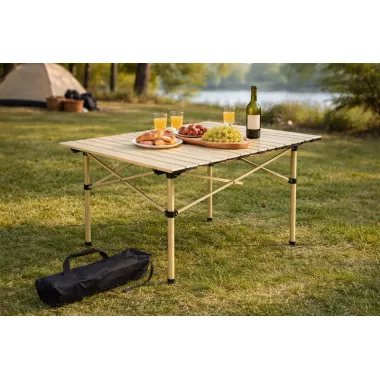 Стол складной 120х60см в чехле, туристический, для рыбалки бежевый
