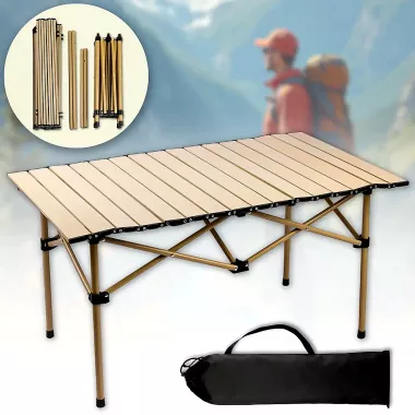 Стол складной 120х60см в чехле, туристический, для рыбалки бежевый