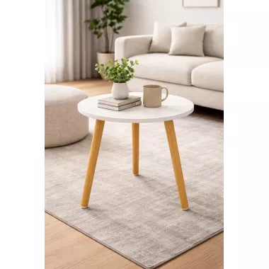 Столик интерьерный круглый DASH-1201 40х40х55 см Светлое-Дерево