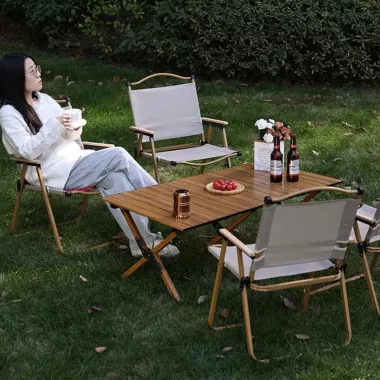 Стул STD-05 складной, металл+ткань В760*Ш500*Д510мм бежевый