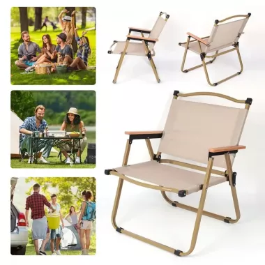 Стул STD-05 складной, металл+ткань В760*Ш500*Д510мм бежевый