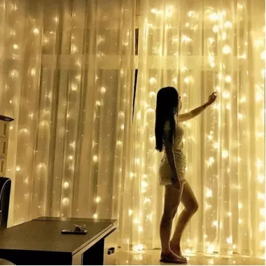 Святкова гірлянда завіса Штора на вікно 160LED 2х2м Мультикольоровий колір діодів теплий USB