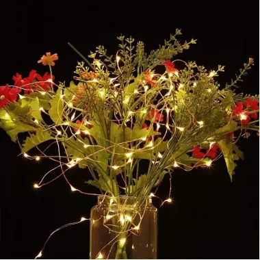 Светодиодная гирлянда Роса USB+пульт ДУ цвет Теплый Белый 10м