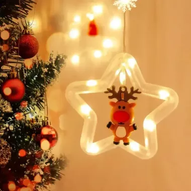 Светодиодная новогодняя гирлянда-штора Cube звезда-круг, теплый цвет (8 режимов) размер 3*0,8 м