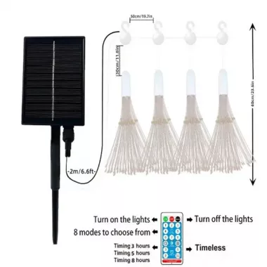 Світлодіодні кульові лампи Solar Starburst, світлодіодні вогні з дистанційним керуванням, 8 режимами Теплий білий Світлодіодні кульові лампи Solar Starburst, світлодіодні вогні з дистанційним керуванням, 8 режимами Теплий білий