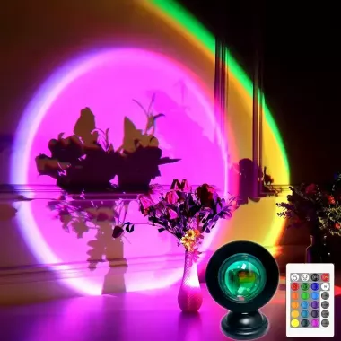 Светодиодный светильник проекционный 16 режимов свечения HA-119 USB Светильник с эффектом заката рассвета Светодиодный светильник проекционный 16 режимов свечения HA-119 USB Светильник с эффектом заката рассвета