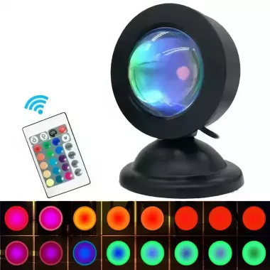 Светодиодный светильник проекционный 16 режимов свечения HA-119 USB Светильник с эффектом заката рассвета Светодиодный светильник проекционный 16 режимов свечения HA-119 USB Светильник с эффектом заката рассвета