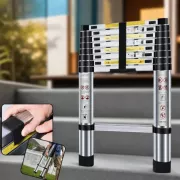 Телескопическая складная лестница 4,7 м компактная из нержавеющей стали до 150 кг