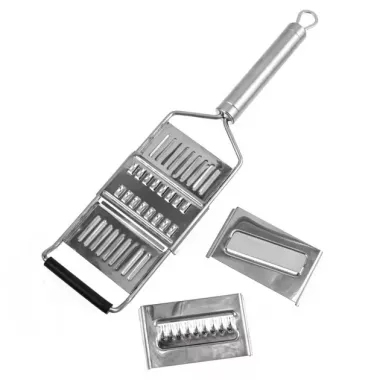 Терка металлическая с ручкой 3 насадки 30*7,5см Терка металлическая с ручкой 3 насадки 30*7,5см