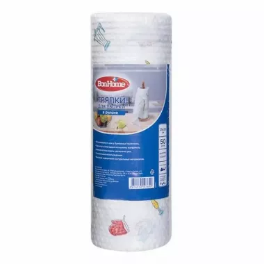 Тряпки для уборки Bon Home (в рулоне 50шт) (25*25см) Тряпки для уборки Bon Home (в рулоне 50шт) (25*25см)