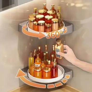 Кутова обертова полиця  для ванної кімнати Multi Functional Rotational Tray