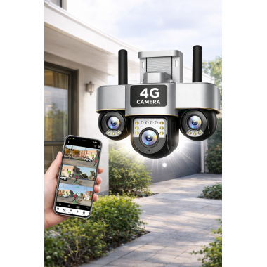 Уличная 4G камера видеонаблюдения 15MP, 3 объектива / Поворотная камера наблюдения / Smart Net Camera SC28 V380 PRO