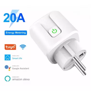 Умная смарт WiFi розетка 20А со счетчиком электроэнергии и таймером Белая Розетка Smart Plug с энергометром Умная смарт WiFi розетка 20А со счетчиком электроэнергии и таймером Белая Розетка Smart Plug с энергометром