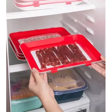 Умный поднос для хранения пищи Supretto с крышкой для нарезки и продуктов Умный поднос для хранения пищи Supretto с крышкой для нарезки и продуктов