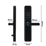 Дверний сенсорний замок з відбитком пальця,розумна біометрична дверна ручка, 4 способи відкриття