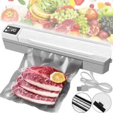 Вакуумный упаковщик пакетов Vacuum Sealer / Автоматический бытовой вакууматор с пакетами, вакуумайзер для упаковки и хранения пищи Вакуумный упаковщик пакетов Vacuum Sealer / Автоматический бытовой вакууматор с пакетами, вакуумайзер для упаковки и хранения пищи