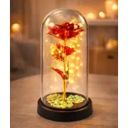 Вечная роза в колбе с подсветкой 21 см, на батарейках RED GOLD