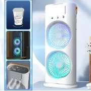 Вентилятор настольный двойной с охлаждением Double-ended Spray Fan LED-подсветка 3 скорости,распылитель водяного тумана