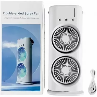 Вентилятор настольный двойной с охлаждением Double-ended Spray Fan LED-подсветка 3 скорости,распылитель водяного тумана Вентилятор настольный двойной с охлаждением Double-ended Spray Fan LED-подсветка 3 скорости,распылитель водяного тумана