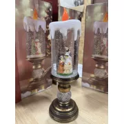 Дева-Мария Декоративная новогодняя LED свеча со снегом, 25см, от батареек и USB