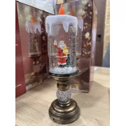 Санта Клаус новогодняя LED свеча со снегом, 25см, от батареек и USB