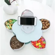Вращающаяся складная двухъярусная конфетница SUNROZ Flower Candy Box для конфет и фруктов