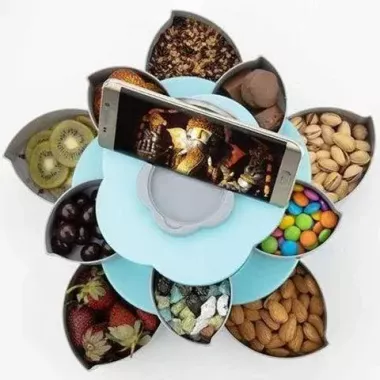 Вращающаяся складная двухъярусная конфетница SUNROZ Flower Candy Box для конфет и фруктов Вращающаяся складная двухъярусная конфетница SUNROZ Flower Candy Box для конфет и фруктов