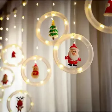 Гирлянда штора “Круги и шары” 3м теплый белый свет